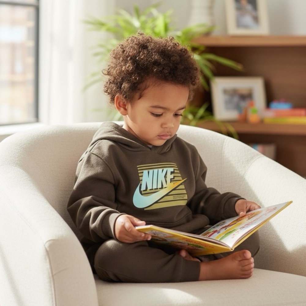 Nike Toddler 3T Sportswear Club Fleece Pullover Hoodie Brown Gradient Swoosh